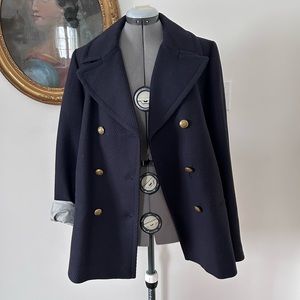 Banana Republic Navy Nova Fides Wool Blend Pea Coat Women’s Large